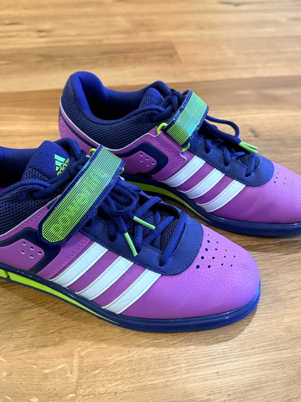 adidas Women’s size 11 Purple neon fuchsia powerlifting shoes, like new
